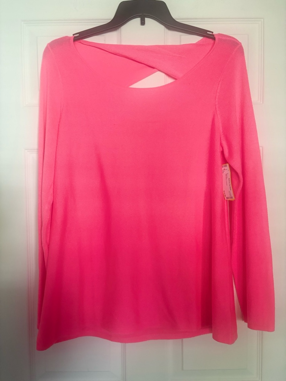 Lilly Pulitzer Hot Pink Long Sleeve Crisscross Neck Top